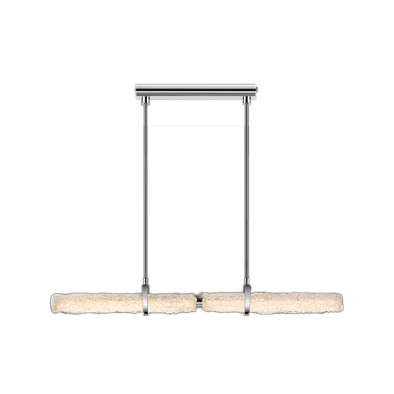 Light Luxury Glass Hanging Lamp Cylinder Shape Island Light Fixture for Dining Table