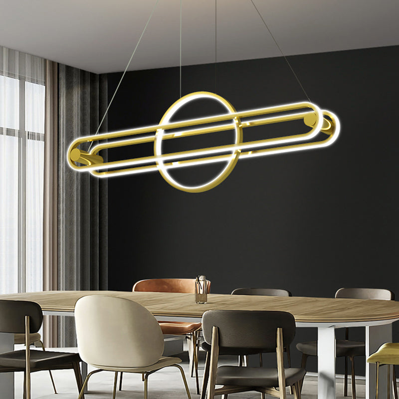 Iron Linear Pendant Ceiling Light Post Modern Kitchen Island Fixture in Black / Gold