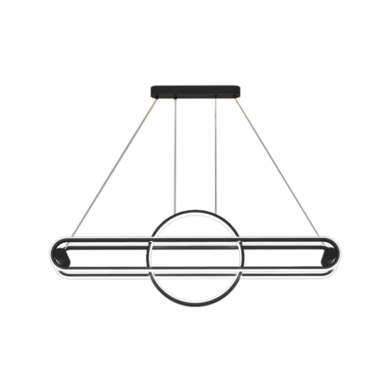 Iron Linear Pendant Ceiling Light Post Modern Kitchen Island Fixture in Black / Gold
