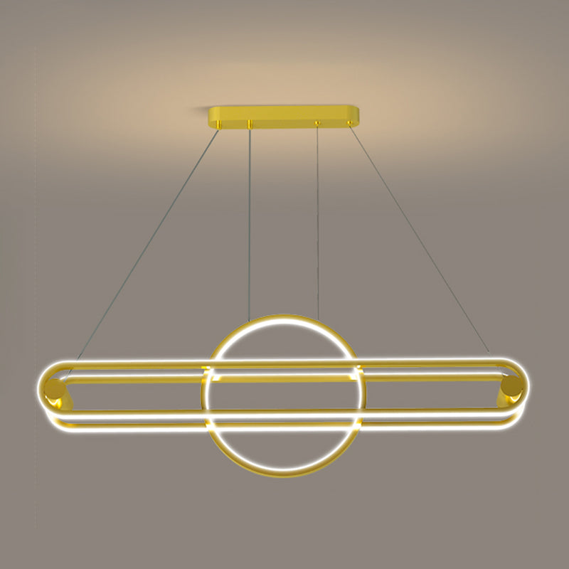 Iron Linear Pendant Ceiling Light Post Modern Kitchen Island Fixture in Black / Gold