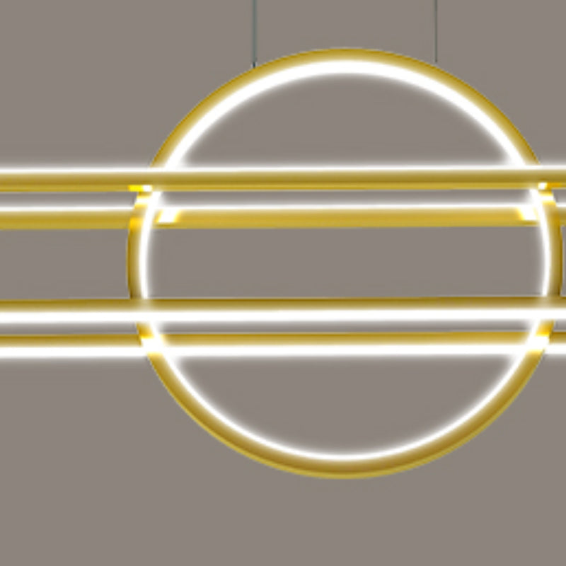 Iron Linear Pendant Ceiling Light Post Modern Kitchen Island Fixture in Black / Gold