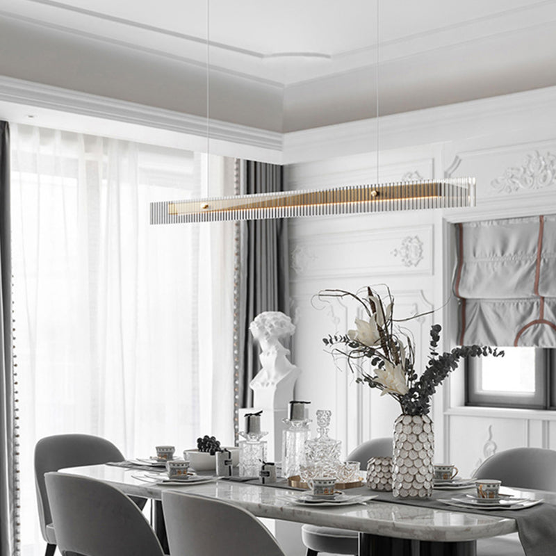 Aluminum Kitchen Island Fixture LED Bar Ceiling Pendant with Glass Shade