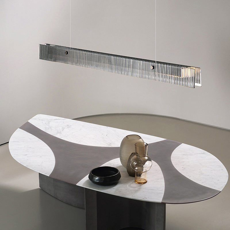 Aluminum Kitchen Island Fixture LED Bar Ceiling Pendant with Glass Shade