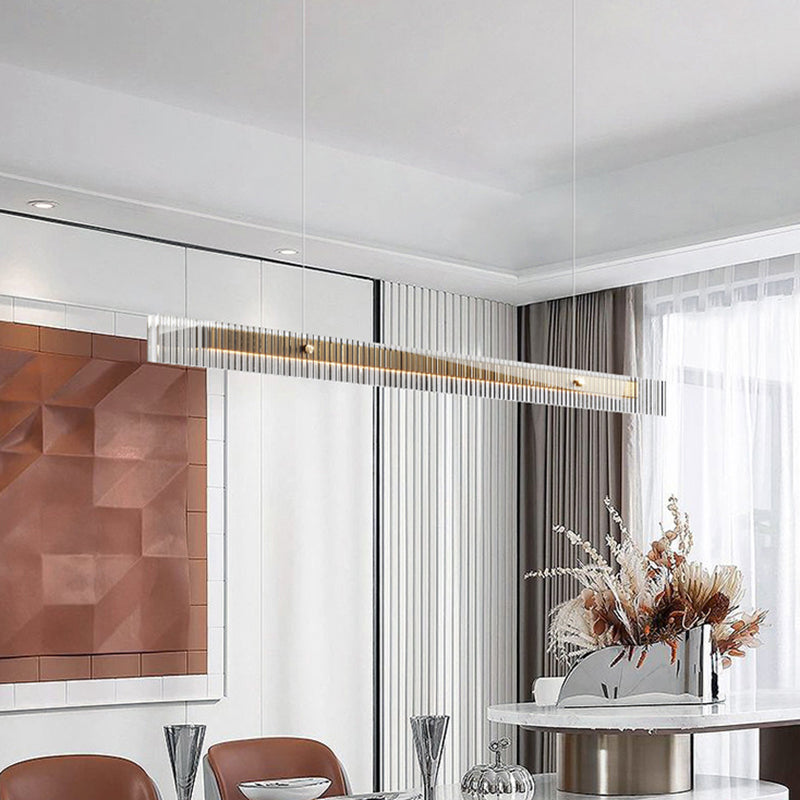 Aluminum Kitchen Island Fixture LED Bar Ceiling Pendant with Glass Shade