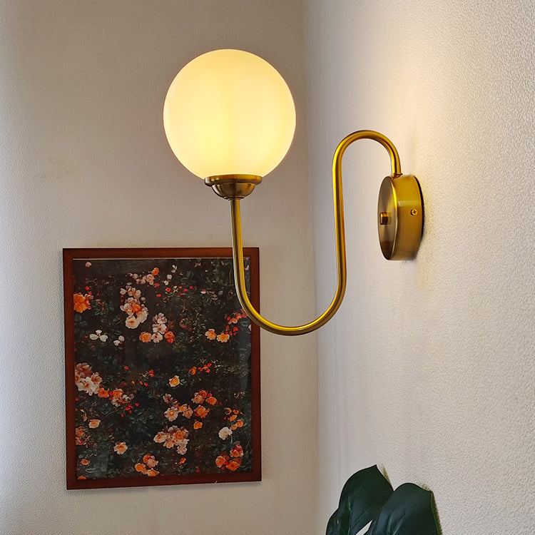 Metal Modern Wall Sconce Ball Shape Wall Light with Glass Shade