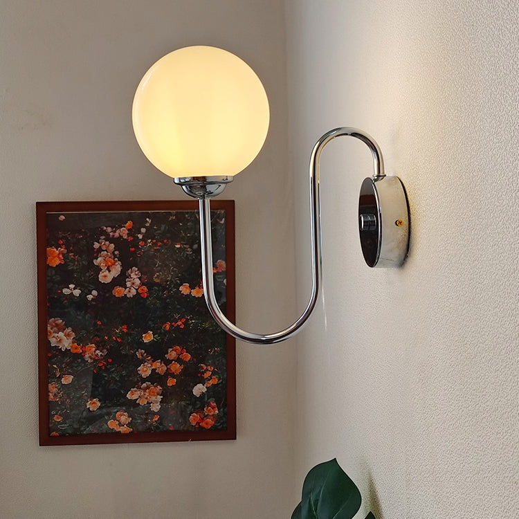 Metal Modern Wall Sconce Ball Shape Wall Light with Glass Shade