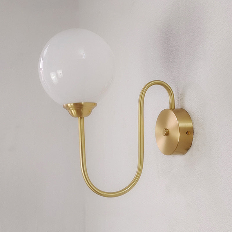 Metal Modern Wall Sconce Ball Shape Wall Light with Glass Shade