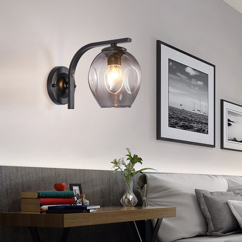 Black/Golden Lighting Contemporary Glass Shaded Wall Light for Room