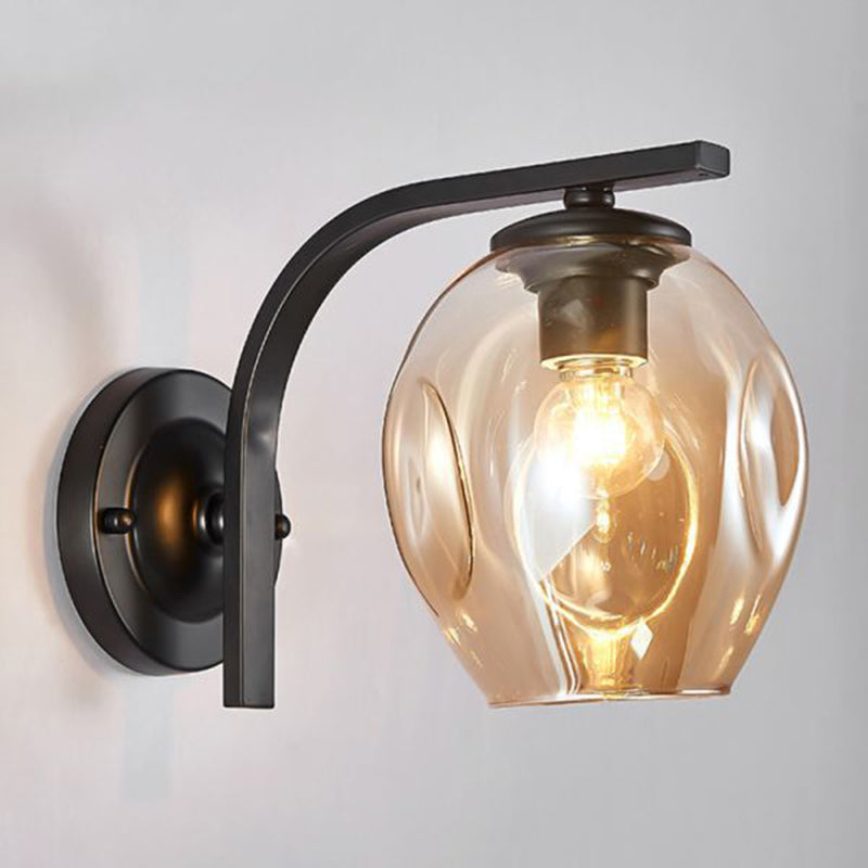 Black/Golden Lighting Contemporary Glass Shaded Wall Light for Room
