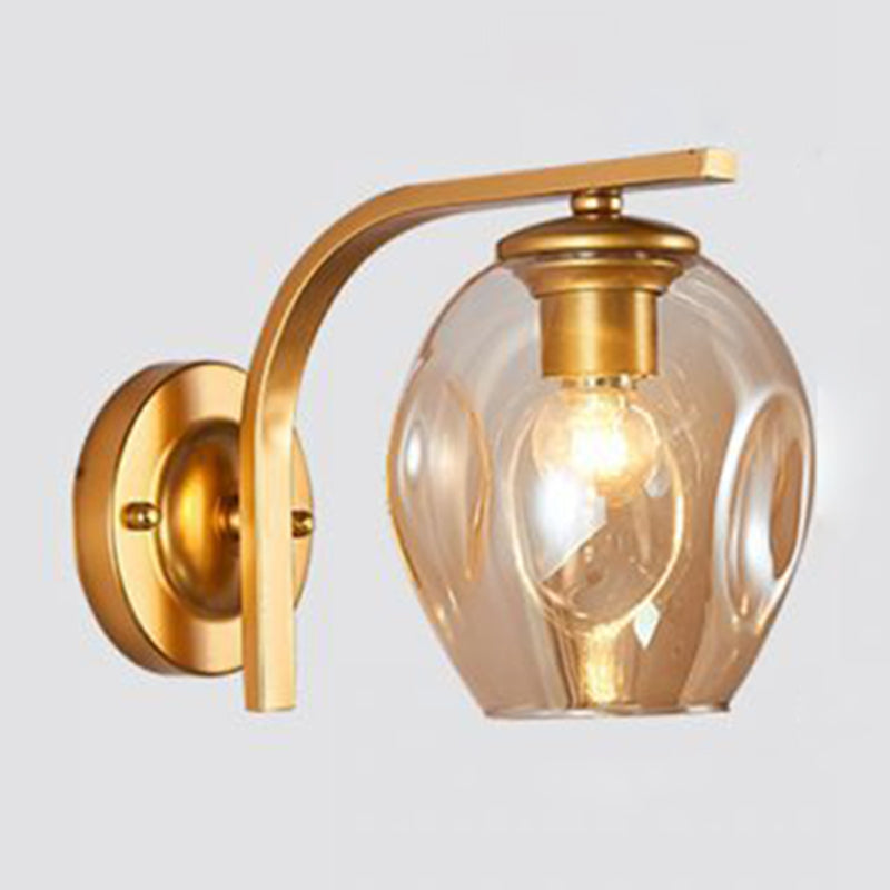Black/Golden Lighting Contemporary Glass Shaded Wall Light for Room