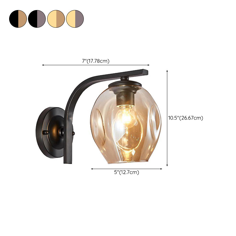 Black/Golden Lighting Contemporary Glass Shaded Wall Light for Room