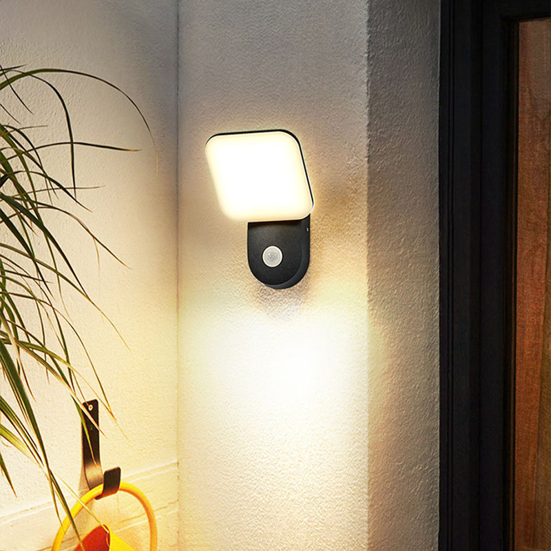 Modern Metal Wall Sconce LED Geometric Shape Wall Light with Acrylic Shade for Courtyard