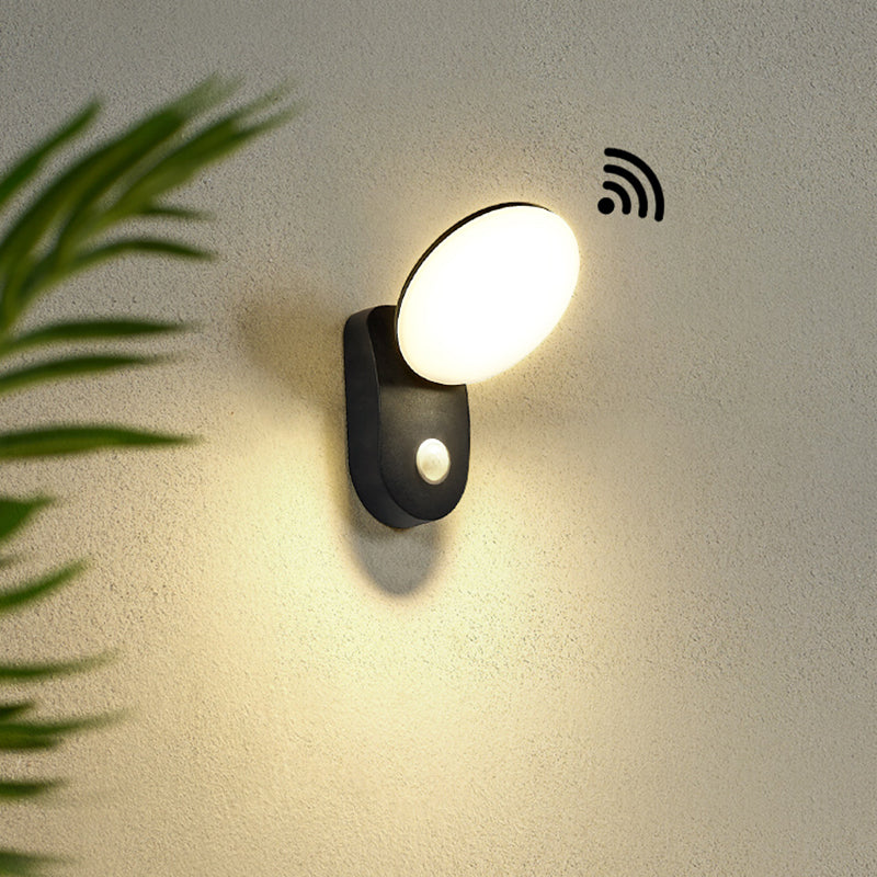 Modern Metal Wall Sconce LED Geometric Shape Wall Light with Acrylic Shade for Courtyard