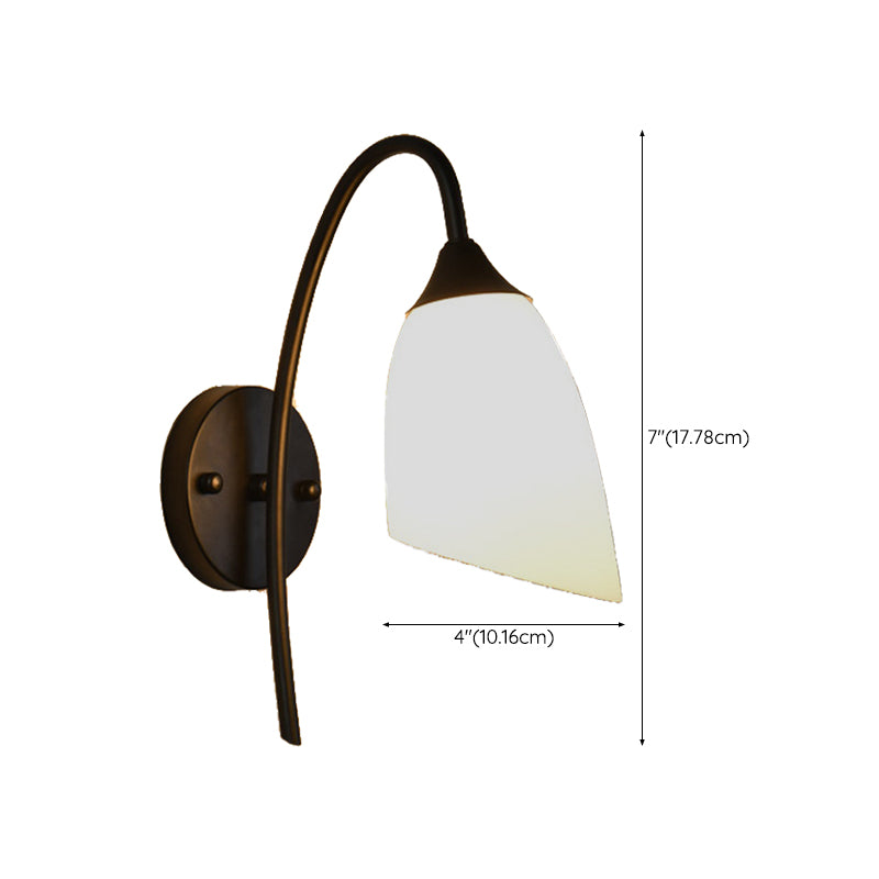 Black Metal Wall Light Modernism White Shaded Lighting for Foyer