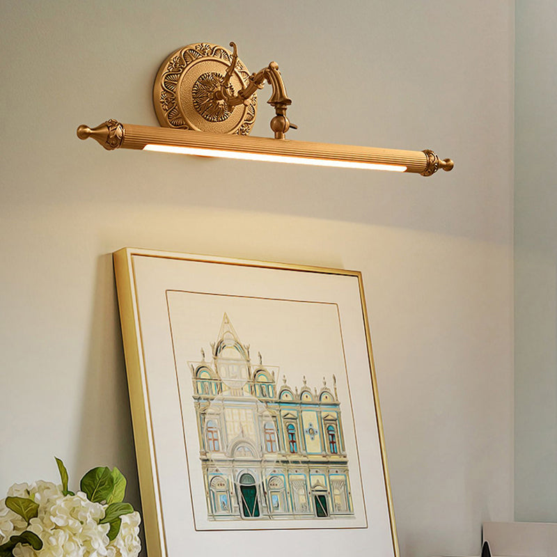 Mid Century Linear Wall Sconces Brass Vanity Lighting for Bathroom