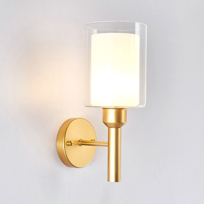 Contemporary Single Bathroom Vanity Light Cylindrical Glass Bath Bar