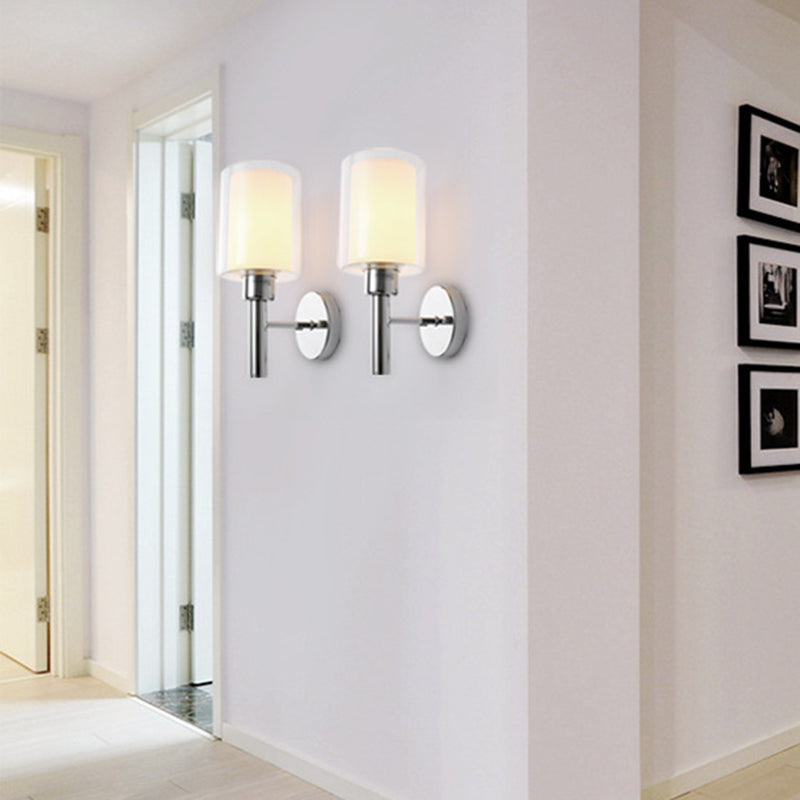 Contemporary Single Bathroom Vanity Light Cylindrical Glass Bath Bar