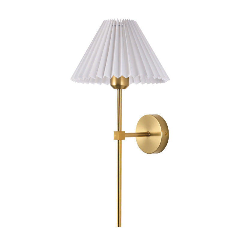 Single Contemporary Golden Bathroom Vanity Light Fabric Shaded Bath Bar