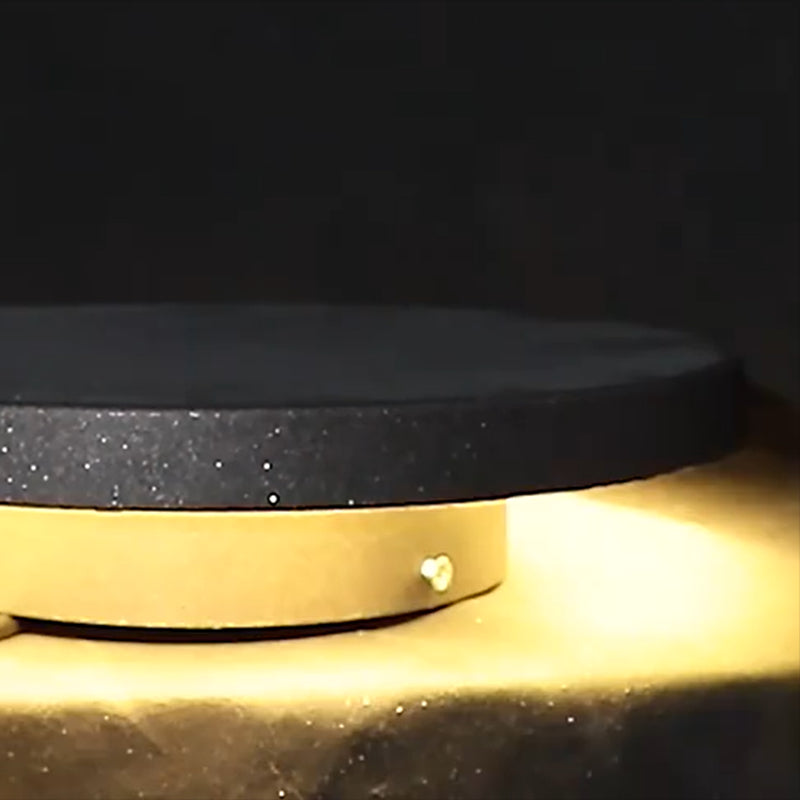 Round Solar Lawn Light Black Waterproof Light with Metal for Courtyard