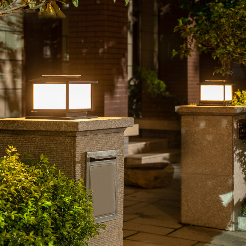 Contemporary Pillar Lamp Creative LED Solar Lighting Fixture for Garden