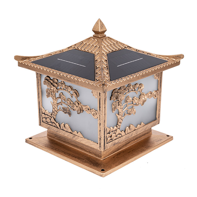 Modern Metallic Pillar Lamp Creative LED Solar Lighting Fixture for Garden