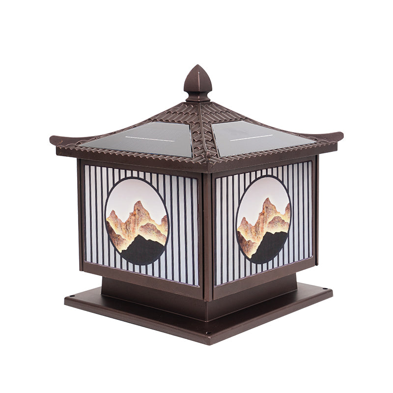 Modern Metallic Pillar Lamp Minimalist LED Solar Lighting Fixture for Garden