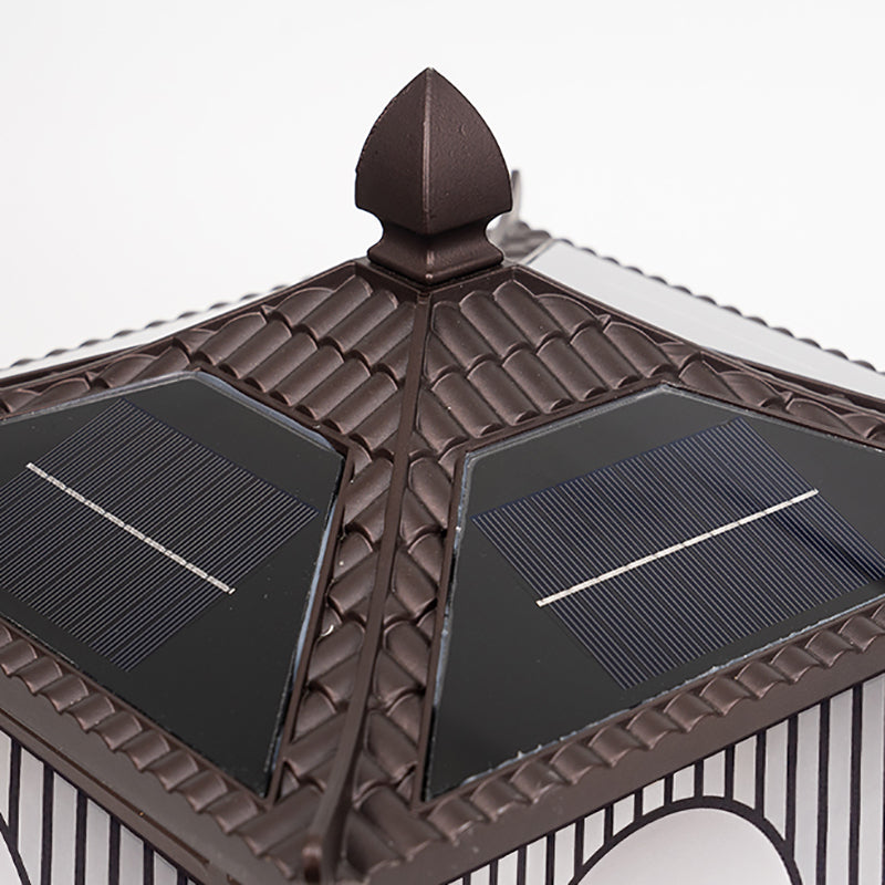 Modern Metallic Pillar Lamp Minimalist LED Solar Lighting Fixture for Garden