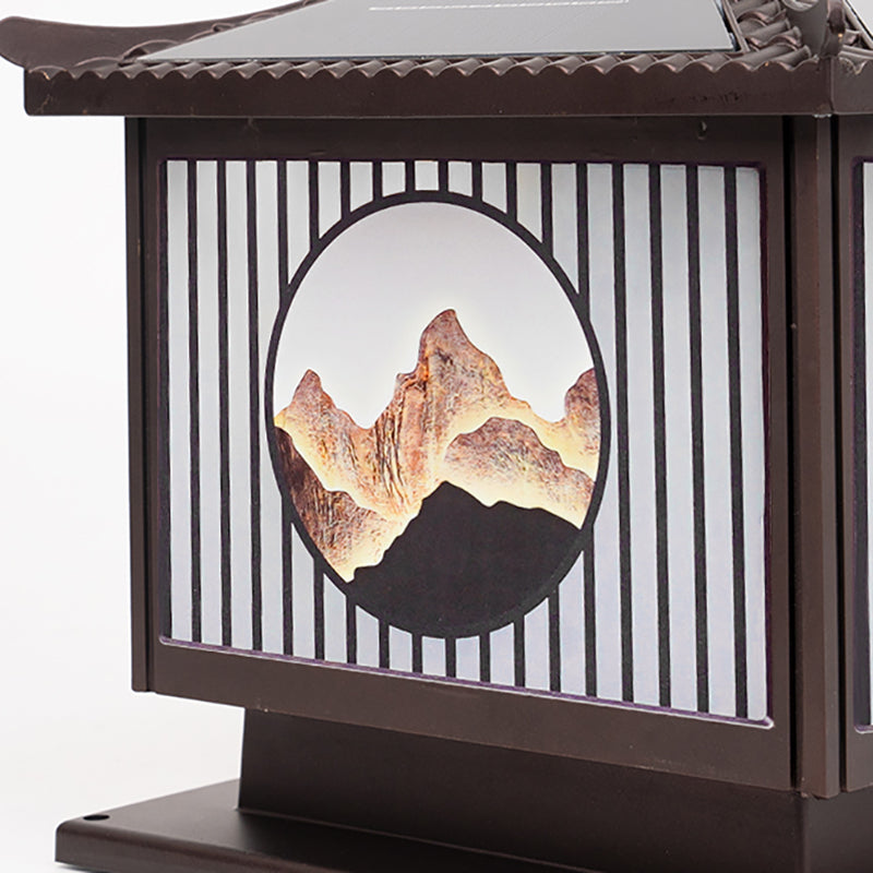 Modern Metallic Pillar Lamp Minimalist LED Solar Lighting Fixture for Garden