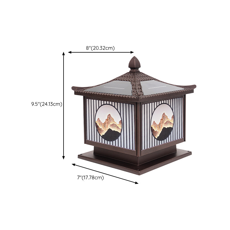 Modern Metallic Pillar Lamp Minimalist LED Solar Lighting Fixture for Garden