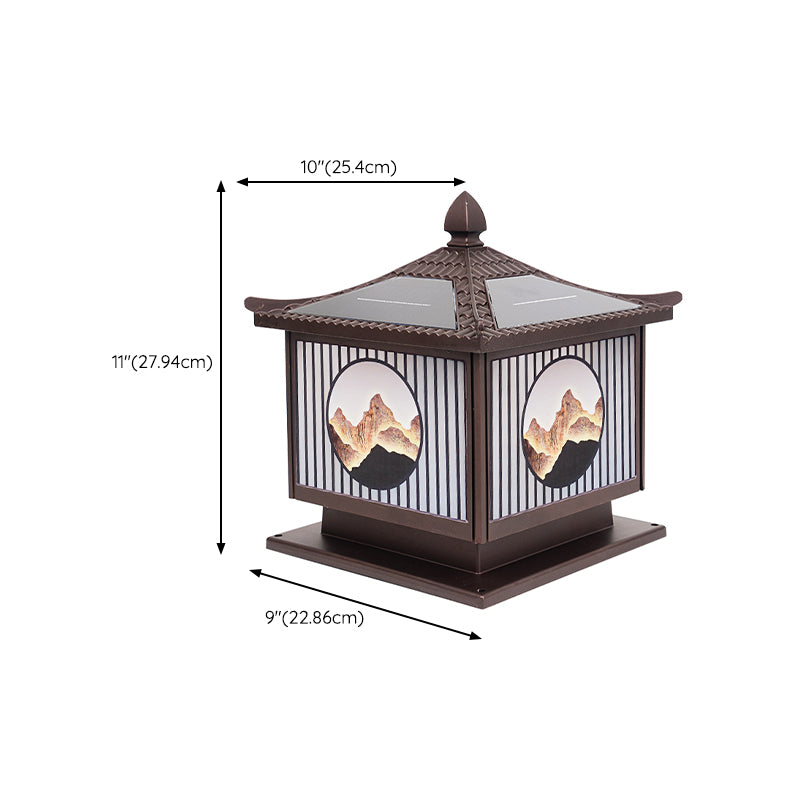 Modern Metallic Pillar Lamp Minimalist LED Solar Lighting Fixture for Garden