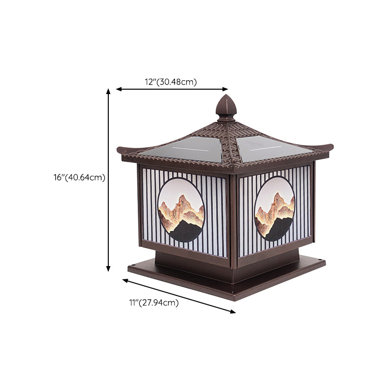 Modern Metallic Pillar Lamp Minimalist LED Solar Lighting Fixture for Garden