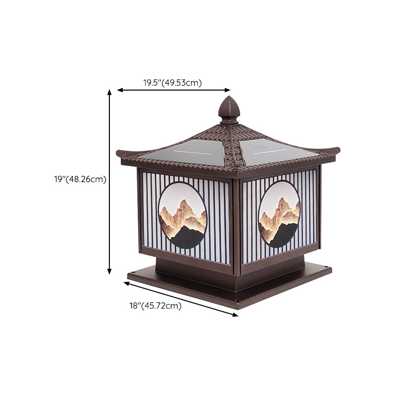 Modern Metallic Pillar Lamp Minimalist LED Solar Lighting Fixture for Garden