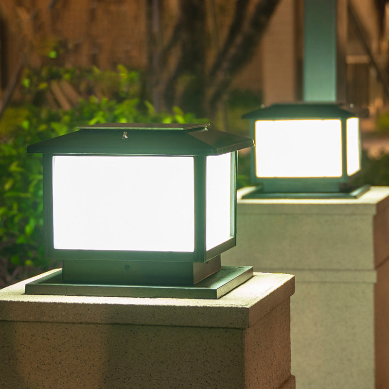 Modern Geometric Pillar Lamp Minimalist LED Solar Lighting Fixture for Garden