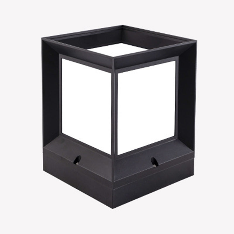 Rectangle Shape Metal Outdoor Light Modern 1 Light Solar Pillar Light in Black