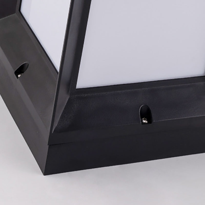 Rectangle Shape Metal Outdoor Light Modern 1 Light Solar Pillar Light in Black