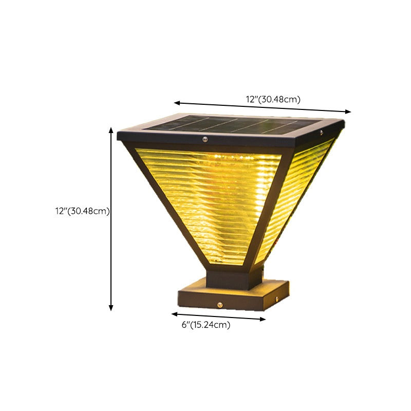 Geometric Shape Metal Outdoor Light Modern Style 1 Light Solar Pillar Lights in Black