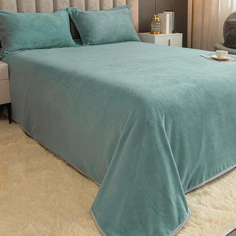 Winter Basic Bed Sheet Set Flannel Solid Fitted Sheet for Bedroom