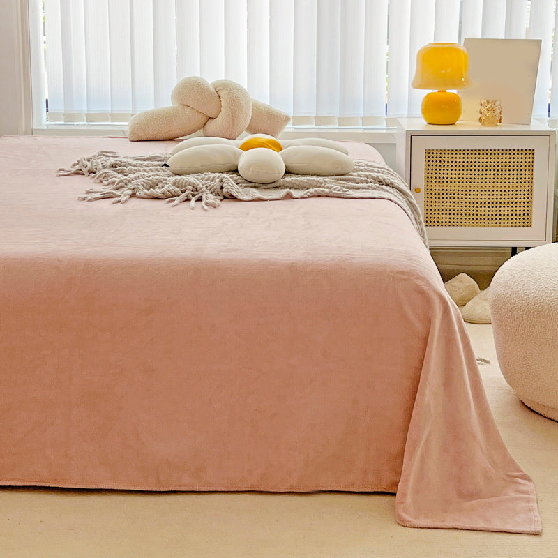 Winter Bed Sheet Set Basic Flannel Solid Fitted Sheet for Bedroom