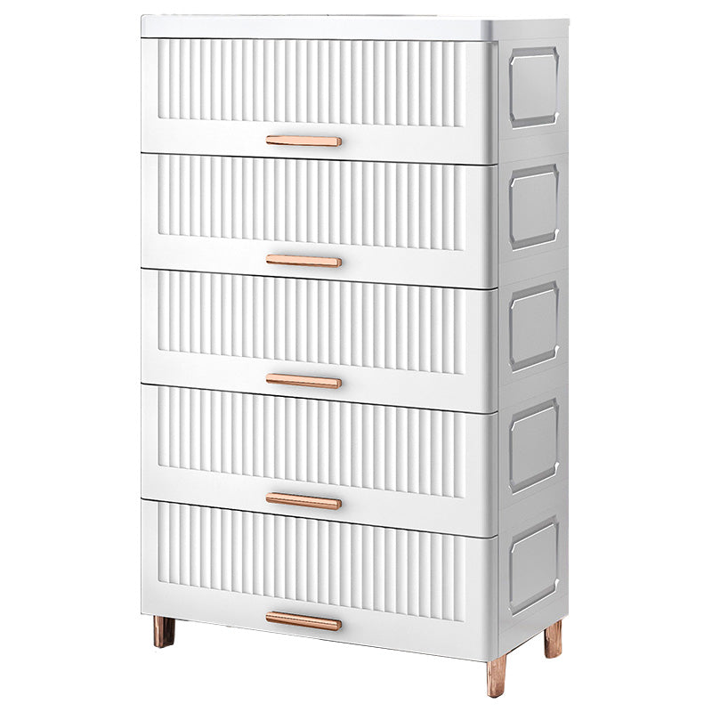 Ultra Modern Plastic Vertical Kids Nightstand with Drawers for Bedroom