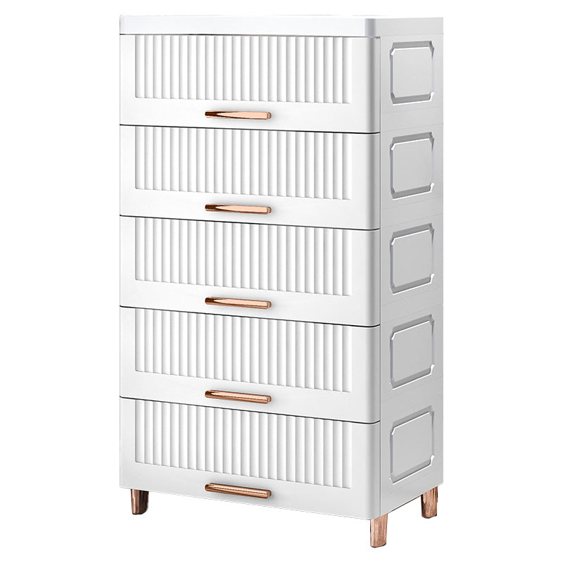 Ultra Modern Plastic Vertical Kids Nightstand with Drawers for Bedroom