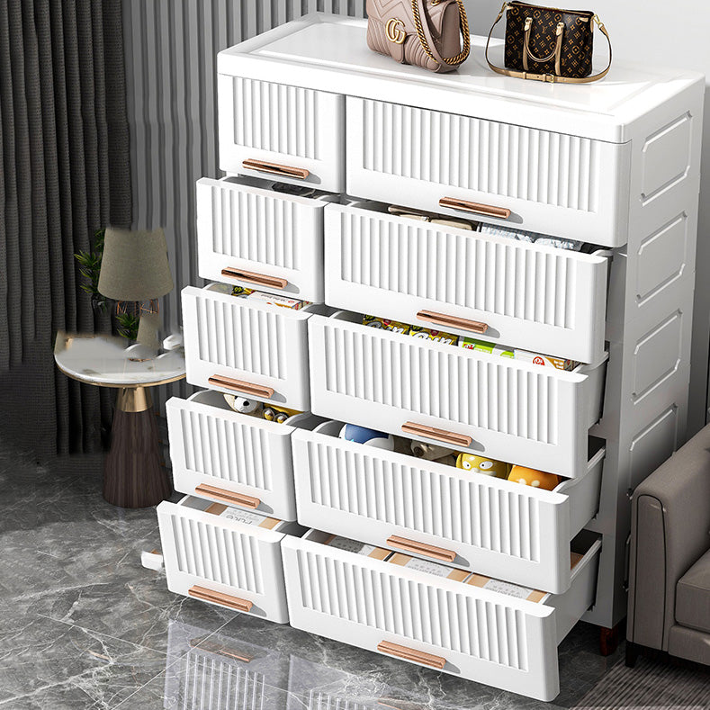 Ultra Modern Plastic Vertical Kids Nightstand with Drawers for Bedroom