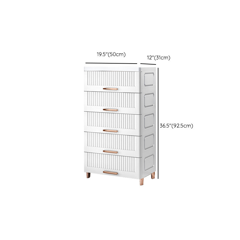 Ultra Modern Plastic Vertical Kids Nightstand with Drawers for Bedroom