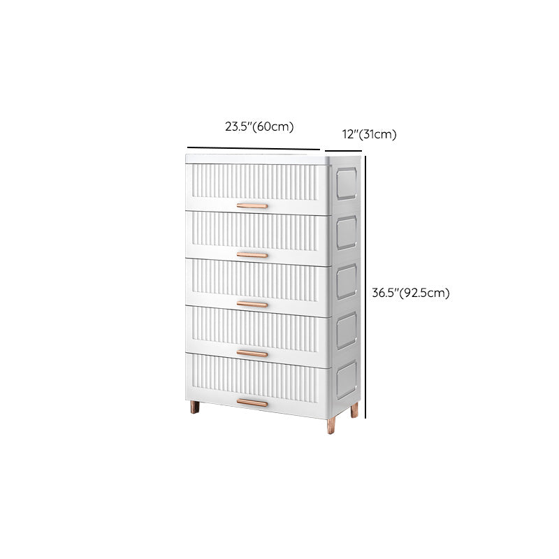 Ultra Modern Plastic Vertical Kids Nightstand with Drawers for Bedroom