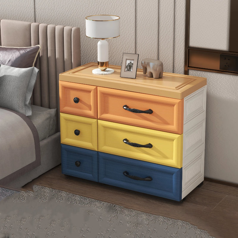 Ultra Modern Plastic Kids Nightstand with Drawers and Legs for Bedroom