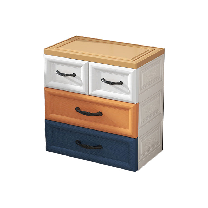 Ultra Modern Plastic Kids Nightstand with Drawers and Legs for Bedroom