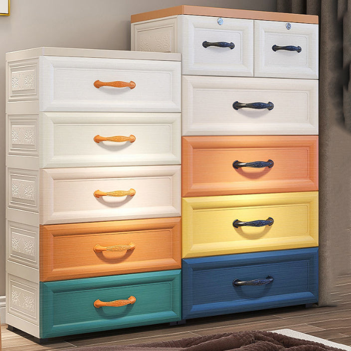 Ultra Modern Plastic Kids Nightstand with Drawers and Legs for Bedroom