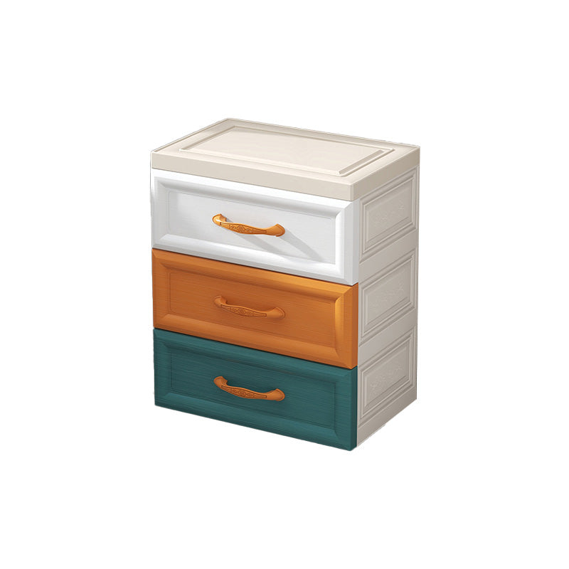 Ultra Modern Plastic Kids Nightstand with Drawers and Legs for Bedroom