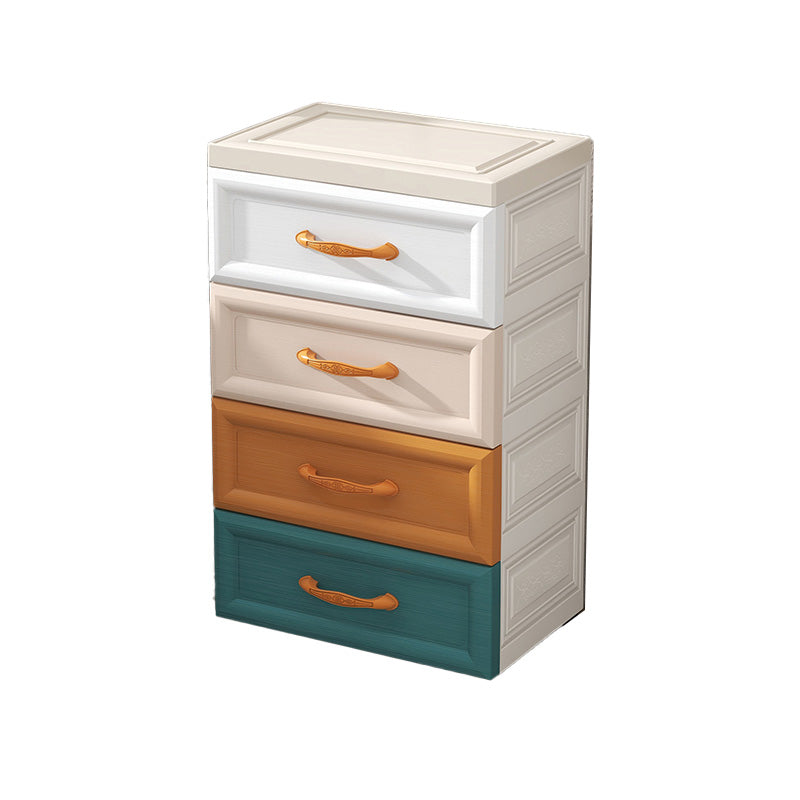 Ultra Modern Plastic Kids Nightstand with Drawers and Legs for Bedroom