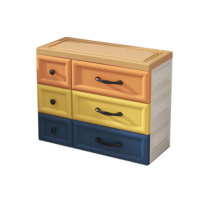 Ultra Modern Plastic Kids Nightstand with Drawers and Legs for Bedroom