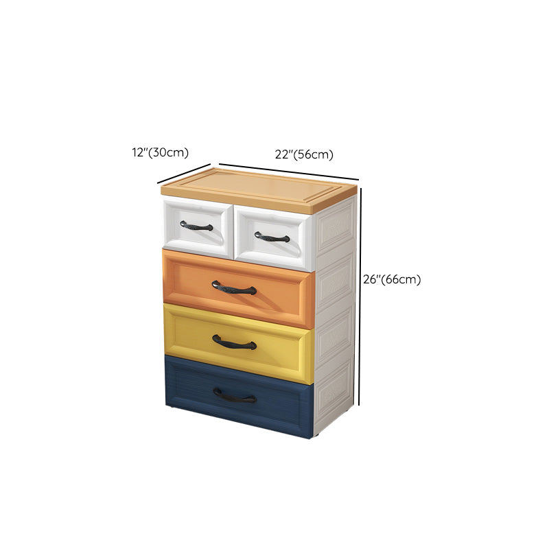 Ultra Modern Plastic Kids Nightstand with Drawers and Legs for Bedroom